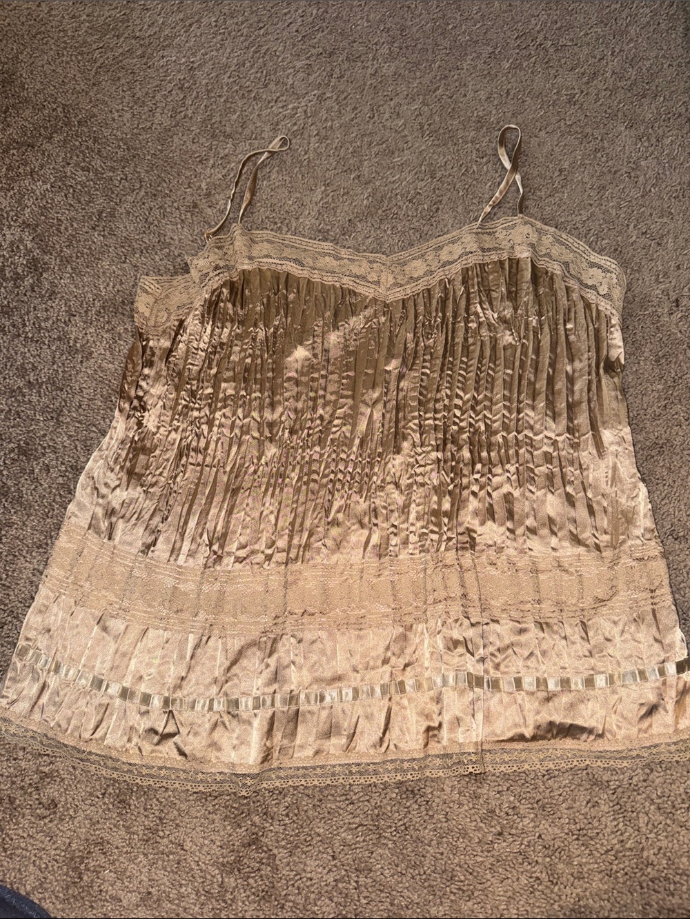 Apt. 9 Beige Lace-Trim Pleated Cami